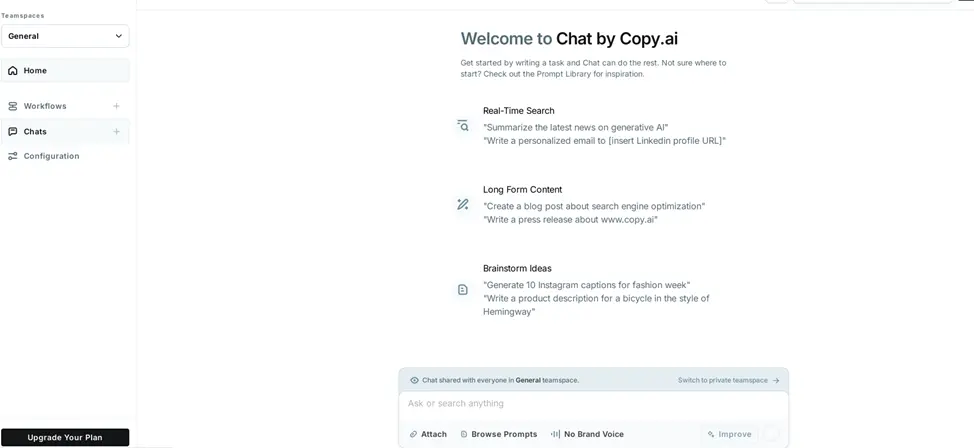copy ai welcome page