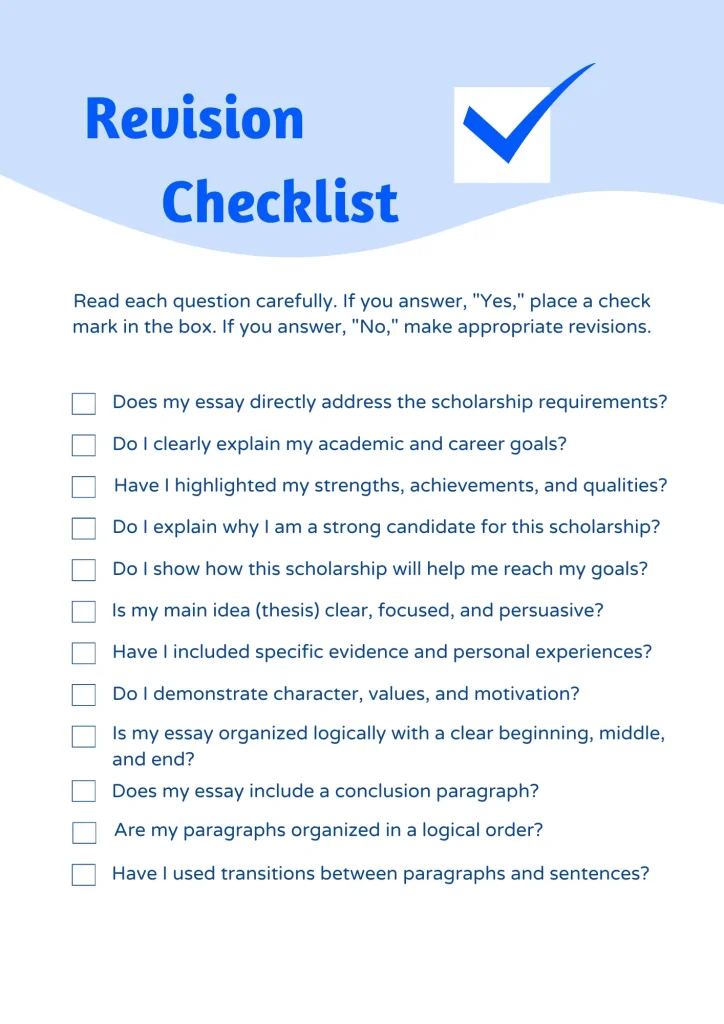scholarship essay writing check list