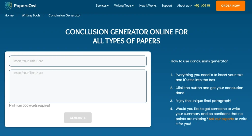 paperpsowl conclusion generator